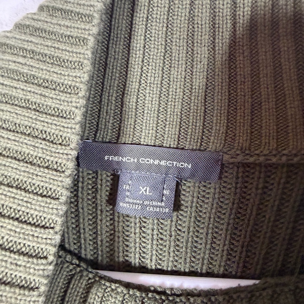 EUC French Connection Green Khaki Turtleneck Sweater, XL - Picture 3 of 3